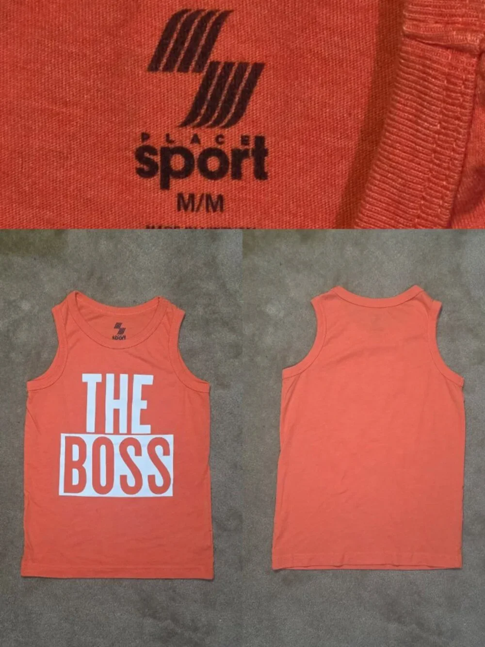Kids Place Sport "The Boss" Orange Tank Top Sz Med 7/8 - Picture 1 of 9